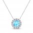 Blue Topaz Necklace 1/10 ct tw Diamonds 10K White Gold