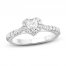 Diamond Engagement Ring 5/8 ct tw Heart/Round 14 White Gold