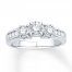 Three-Stone Ring 5/8 ct tw Diamonds 10K White Gold