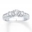 Three-Stone Ring 5/8 ct tw Diamonds 10K White Gold