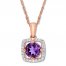 Amethyst Necklace 1/10 ct tw Diamonds 10K Rose Gold