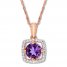 Amethyst Necklace 1/10 ct tw Diamonds 10K Rose Gold