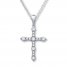 Diamond Cross Necklace 1/2 ct tw Round-cut 10K White Gold