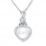 Cultured Pearl Necklace 1/15 ct tw Diamonds Sterling Silver