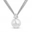 Cultured Pearl & White Topaz Necklace Sterling Silver 17"