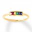 Lab-Created Gemstone Rainbow Ring 10K Yellow Gold