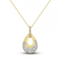 Diamond Pear Necklace 1/2 ct tw Round-cut 10K Yellow Gold 18"