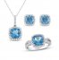 Blue Topaz & White Lab-Created Sapphire Gift Set Sterling Silver