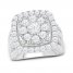 Multi-Diamond Engagement Ring 4 ct tw Round/Baguette 10K White Gold