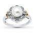 Cultured Pearl Ring Diamond Accents Sterling Silver/10K Gold