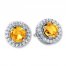 Citrine Earrings Lab-Created White Sapphires Sterling Silver