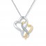 Diamond Heart Necklace 1/20 carat tw Sterling Silver/10K Gold