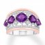 Amethyst/Lab-Created Sapphire Ring Sterling Silver/10K Gold
