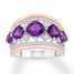 Amethyst/Lab-Created Sapphire Ring Sterling Silver/10K Gold