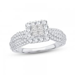 Multi-Diamond Engagement Ring 1 ct tw Princess/Round 14K White Gold