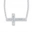 Crystal Cross Necklace Diamond Accents Sterling Silver