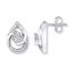 Teardrop Earrings Diamond Accents Sterling Silver