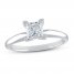 Diamond Solitaire Engagement Ring 1/2 ct tw Princess-cut 10K White Gold