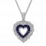 Heart Necklace Lab-Created Sapphires Sterling Silver