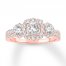 Diamond Engagement Ring 1-1/6 cttw Princess/Round 14K Rose Gold