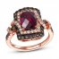 Le Vian Rhodolite Ring 1 ct tw Diamonds 14K Strawberry Gold