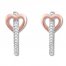 Diamond Heart Hoop Earrings 1/20 ct tw Sterling Silver/10K Gold