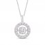 Unstoppable Love Diamond Halo Necklace 3/4 ct tw Round-Cut 10K White Gold 19"