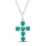 Lab-Created Emerald Cross Necklace Sterling Silver 18"
