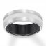 8mm Wedding Band White Tungsten Carbide/Black Ceramic