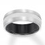 8mm Wedding Band White Tungsten Carbide/Black Ceramic