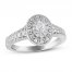 Diamond Engagement Ring 1/2 ct tw Oval/Round-cut in 14K White Gold