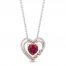 Hallmark Diamonds Lab-Created Ruby Heart Necklace 1/10 ct tw 10K Rose Gold/Sterling Silver 18"