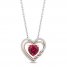 Hallmark Diamonds Lab-Created Ruby Heart Necklace 1/10 ct tw 10K Rose Gold/Sterling Silver 18"