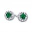 Lab-Created Emerald Sterling Silver Earrings