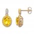 Citrine Earrings with Diamonds 10K Yellow Gold