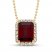 Garnet & White Topaz Necklace 10K Yellow Gold 15"-18" Adj.