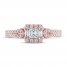 Adrianna Papell Diamond Engagement Ring 5/8 ct tw Princess/Baguette/Round 14K Rose Gold