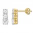 Three-Stone Diamond Earrings 1/2 ct tw 10K Yellow Gold