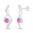 Pink Lab-Created Sapphire & Diamond Earrings 1/20 ct tw 10K White Gold