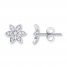 Diamond Flower Earrings 1/3 ct tw Round-cut 10K White Gold