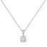 Solitaire Diamond Necklace 1 ct tw Round-cut 14K White Gold 18"