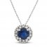 Certified Blue Sapphire & Diamond Necklace 1/15 ct tw 14K White Gold 18"