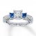 Diamond/Sapphire Ring 1 ct tw Princess-cut 14K White Gold
