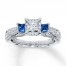 Diamond/Sapphire Ring 1 ct tw Princess-cut 14K White Gold