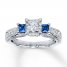 Diamond/Sapphire Ring 1 ct tw Princess-cut 14K White Gold