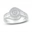 Diamond Flower Ring 3/8 ct tw Round & Baguette-cut Sterling Silver