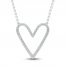 Diamond Heart Necklace 1/8 ct tw Round-cut 10K White Gold 18"