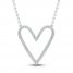 Diamond Heart Necklace 1/8 ct tw Round-cut 10K White Gold 18"