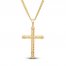 Men's Diamond-cut Cross Necklace 10K Yellow Gold 22"