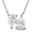 Diamond Double Pear Necklace 1 ct tw 10K White Gold 18"